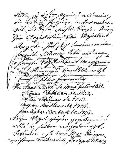 Urkunde von 1802 Original Übersetzung und Schreibweise.